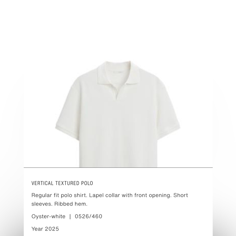 Zara Men's White Textured Polo